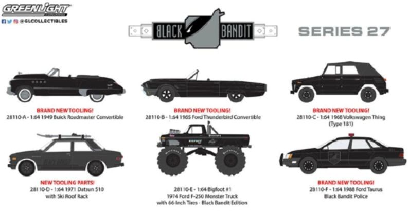 Black Bandit Series 27 (6-Car Set) 12pcs Asst - John Ayrey Die Casts